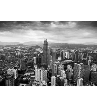 Черно-белый город с высоты