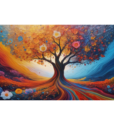 Разноцветное дерево из цветов