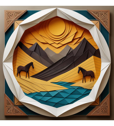 Оранжевый пейзаж в круге