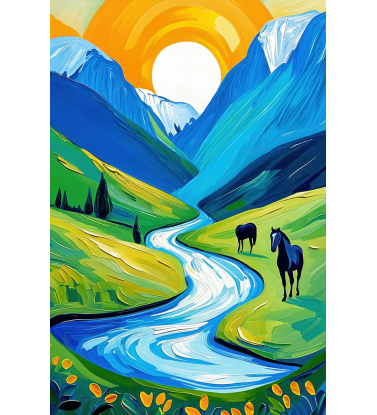 Зелено-синий пейзаж