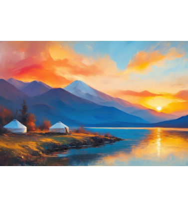 Юрты на закате Юрты на закате