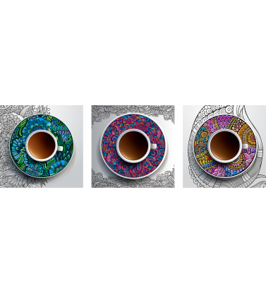 Кружки на тарелках