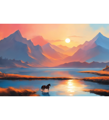 Лошадь у горного озера Лошадь у горного озера