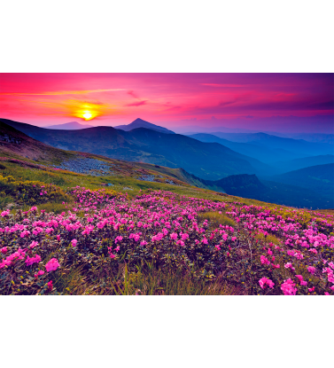 Бордовый горный закат