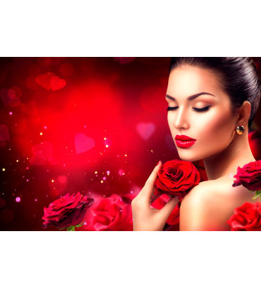 Девушка с красными розами