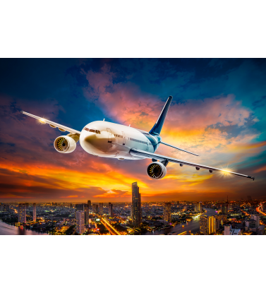 Самолет над мегаполисом